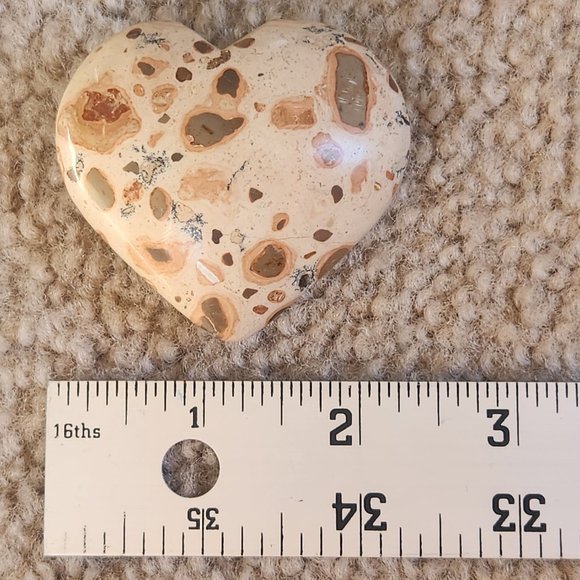 Peruvian Leopardite Jasper Heart Mineral Natural Stone Valentine - Picture 4 of 4